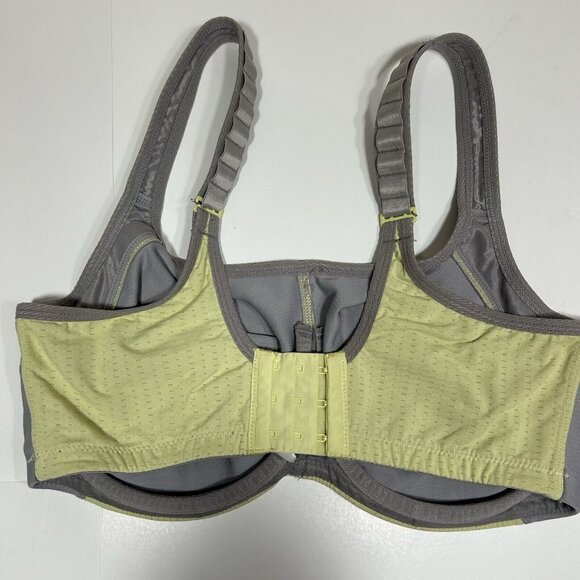 Lunaire 267-11 Seamless Underwire Sports Bra Mesh Womens 36DDD Yellow Gray Flaw - Picture 3 of 9